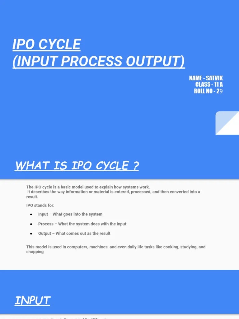 Ipo Cycle (Input Process Output) | PDF | Input/Output | Information Technology