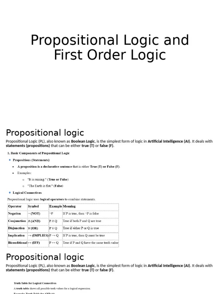 Propositional Logic And First Order Logic | PDF | Logic | First Order Logic