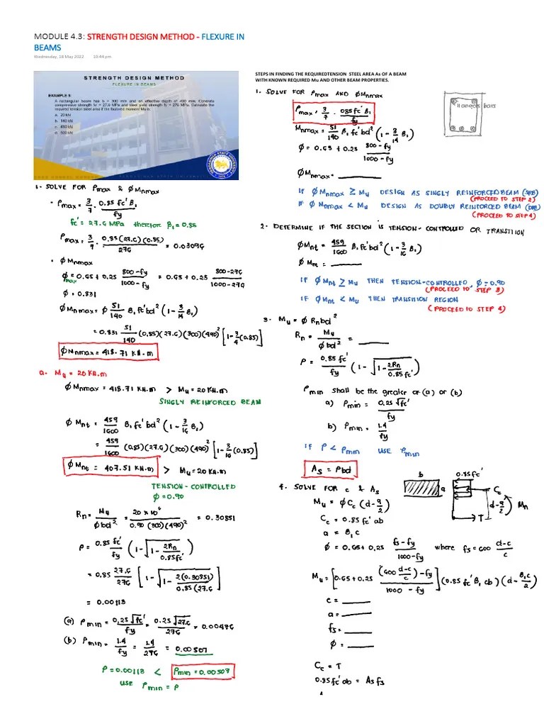 Module 4.3 Strength Design Method - Flexure In Beams | PDF