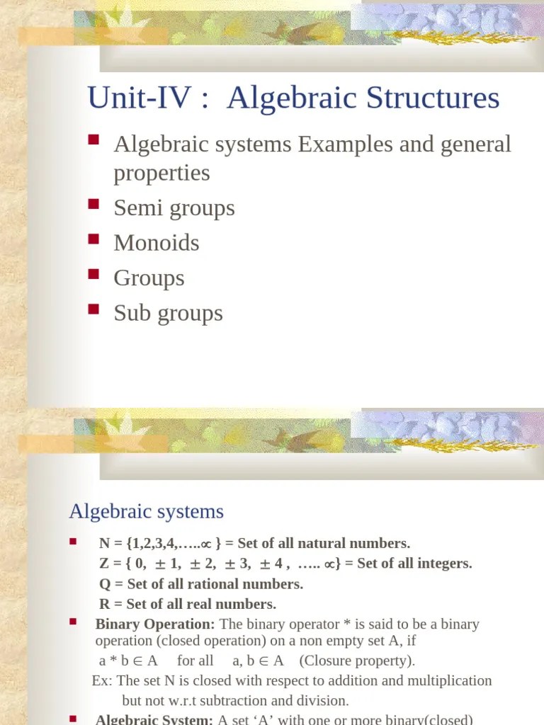 Unit-4 Algebraic Structures | PDF | Group (Mathematics) | Mathematical ...