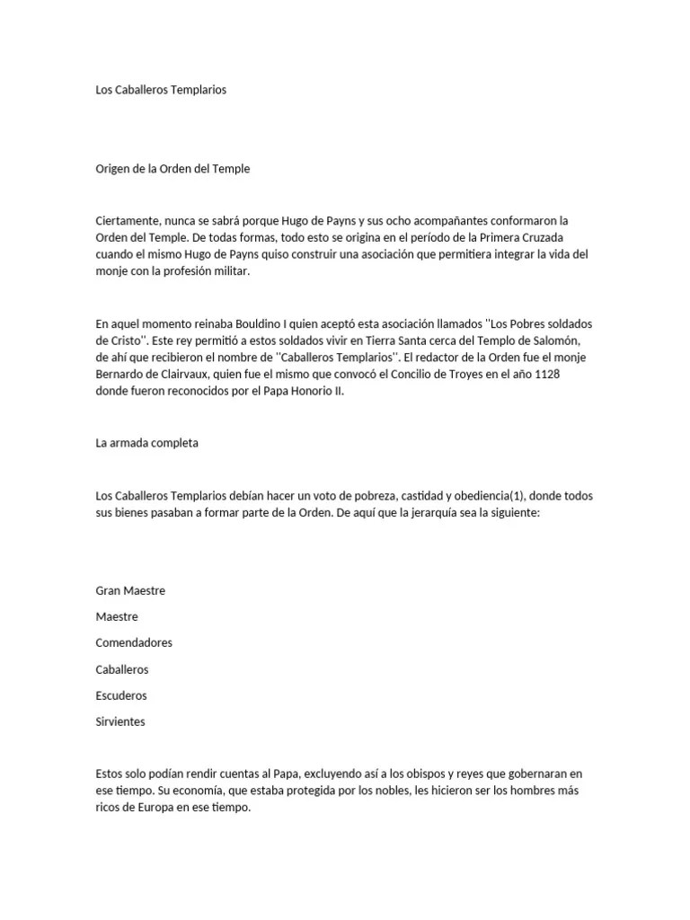 Los Caballeros Templarios | PDF | Caballeros Templarios | Cruzadas