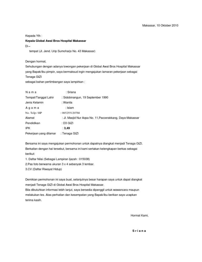 contoh surat lamaran magang bidan. Contoh Surat Lamaran Kerja Untuk Rumah Sakit Mitra Keluarga Kumpulan Kerjaan