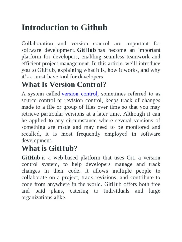 Introduction To Github | PDF | Version Control | Computer File