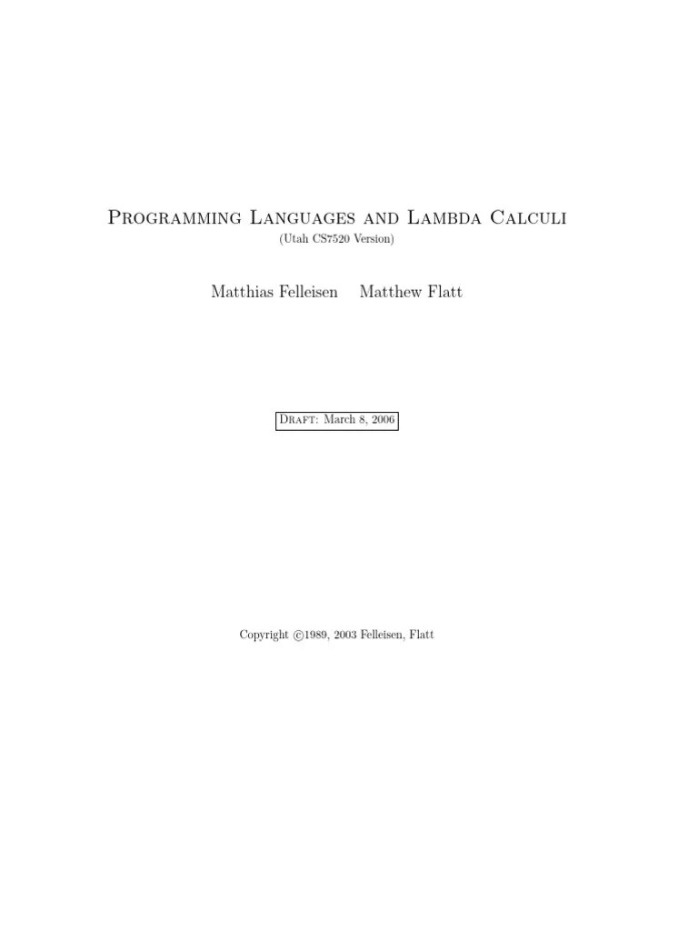 Programming Languages And Lambda Calculi Pdf Mathematical Proof