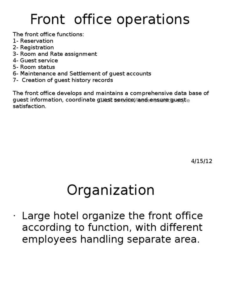 Front Office Operations Presentation 1 | PDF | Business | Labour