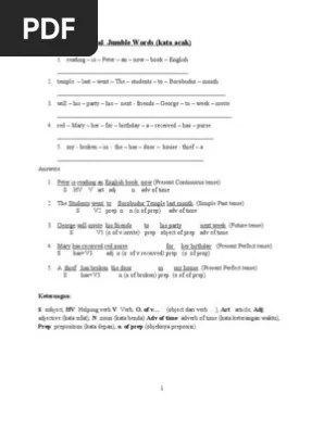 Arrage the jumbled words into correct sentences! Jumbled Words Pdf Verb Adjective