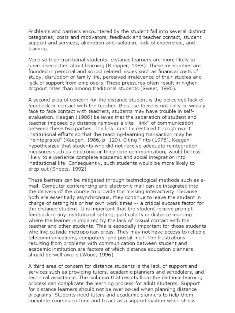 Challenges In Distance Learning | PDF | Distance Education | Learning