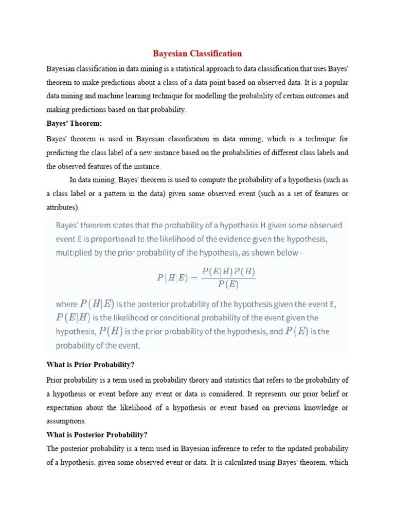 UNIT4 Bayesian Classification | PDF | Bayesian Inference | Statistical ...