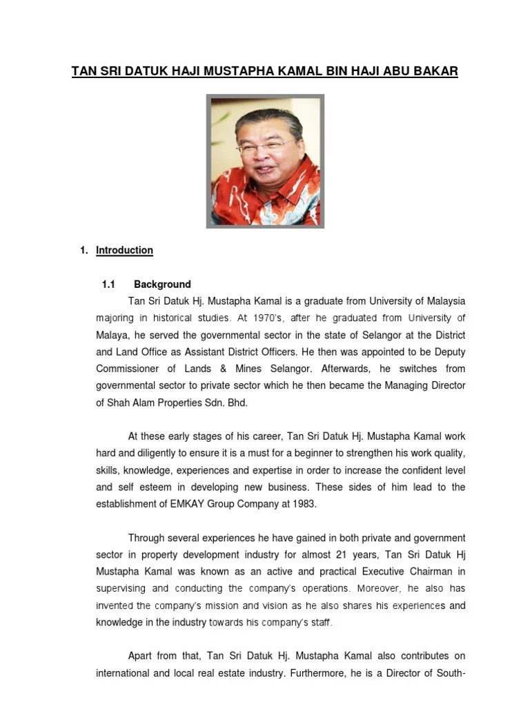 Biodata Tan Sri Mustapha Kamal - Tan Sri Mustapha Kamal