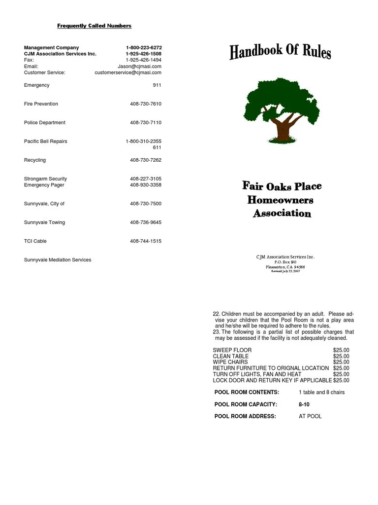Hoa Owners Rules Handbook | PDF | Condominium | Fee