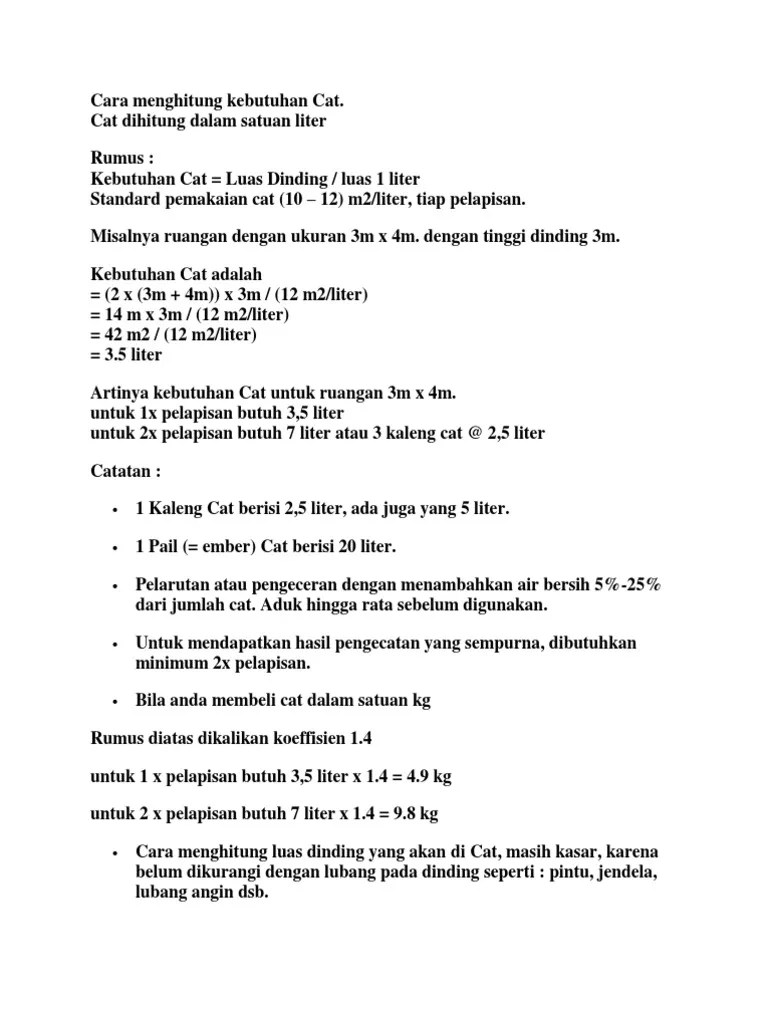 Cara Menghitung Kebutuhan Cat | PDF