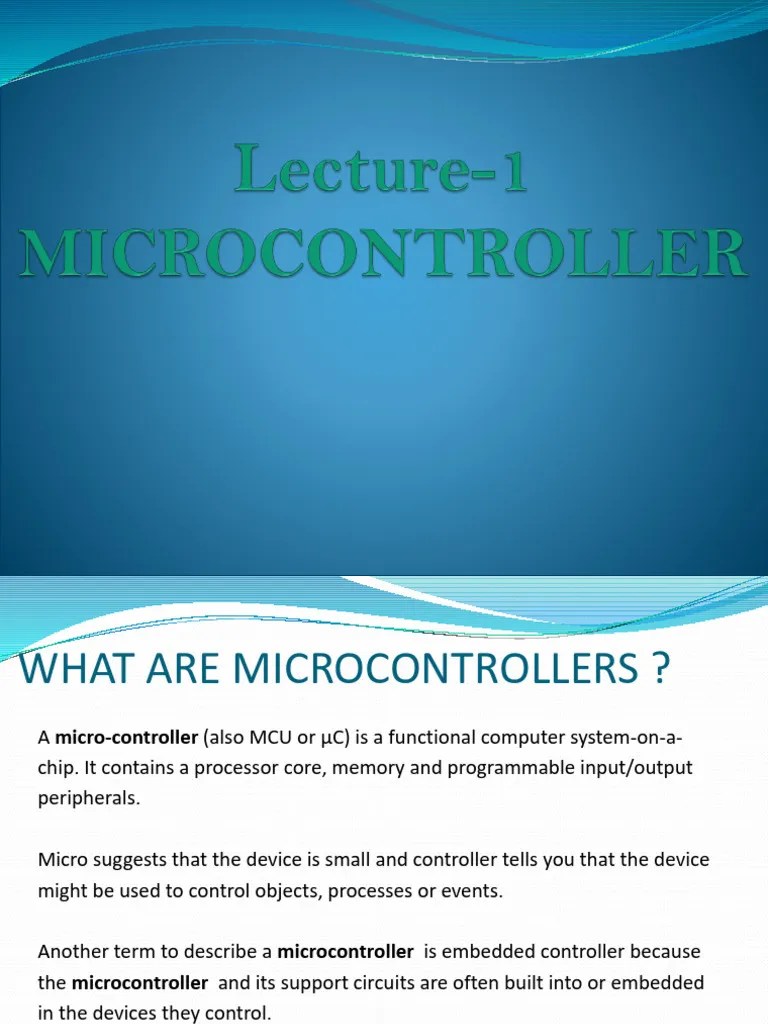 Lecture 1 Microcontroller Pdf Microcontroller Embedded System