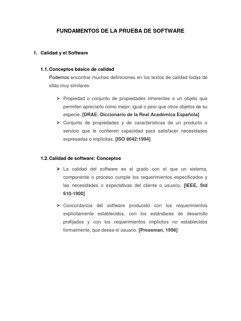 Fundamentos De La Prueba De Software | PDF | Calidad (comercial) | Proceso De Desarrollo De Software