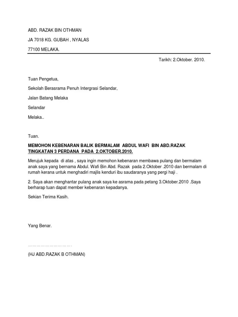Surat Kebenaran Pulang Awal 