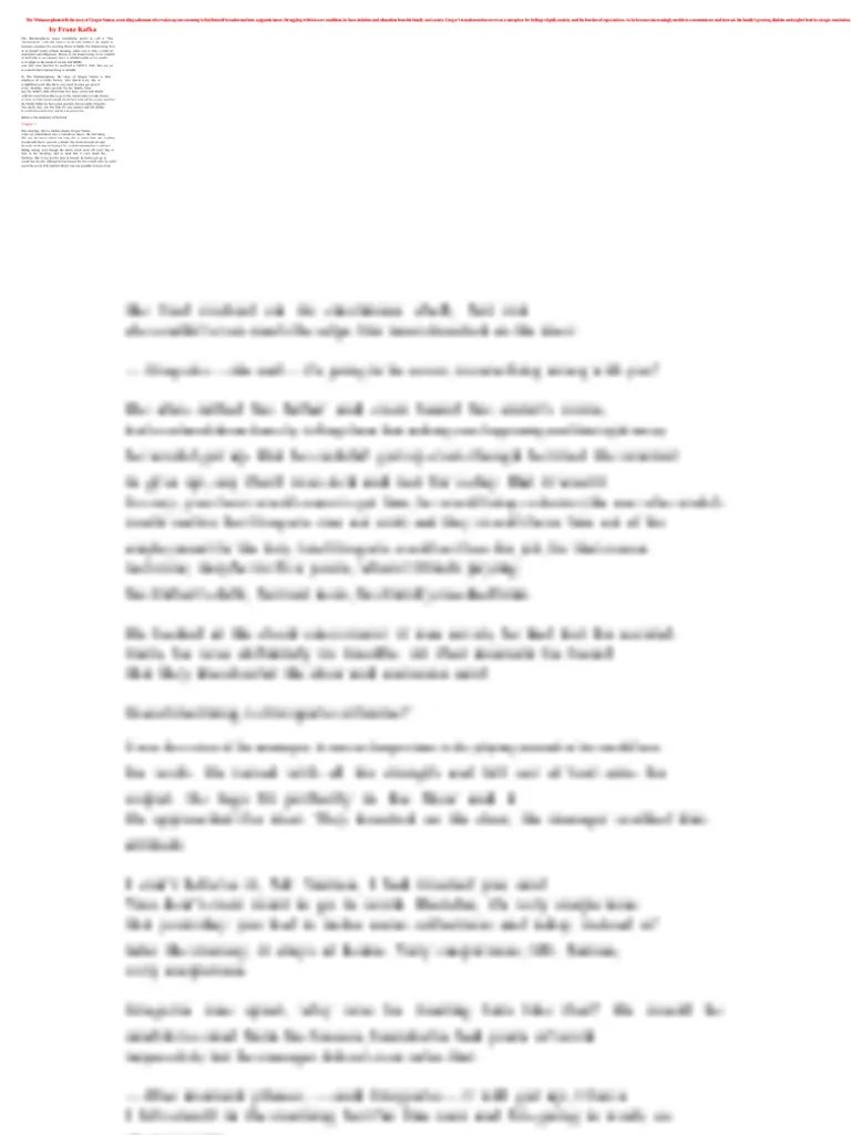 Summary Of The Metamorphosis By Franz Kafka PDF | PDF | The Metamorphosis