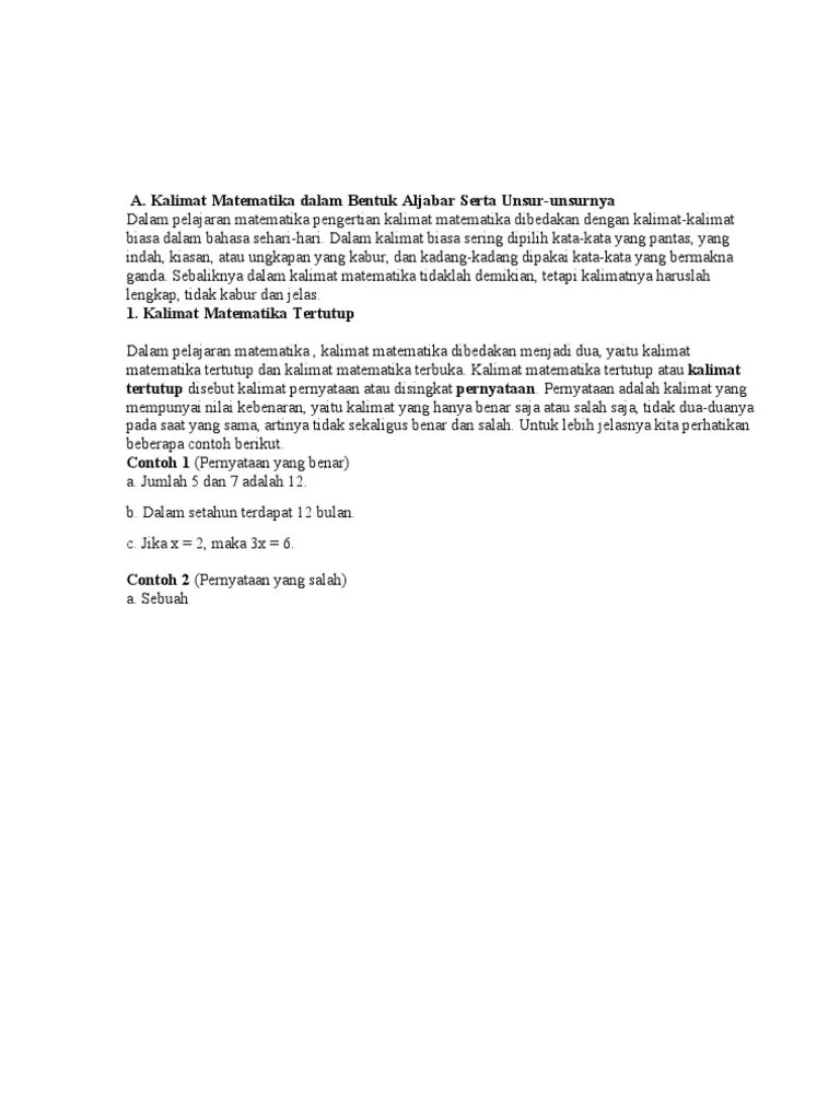 Kalimat Matematika | PDF