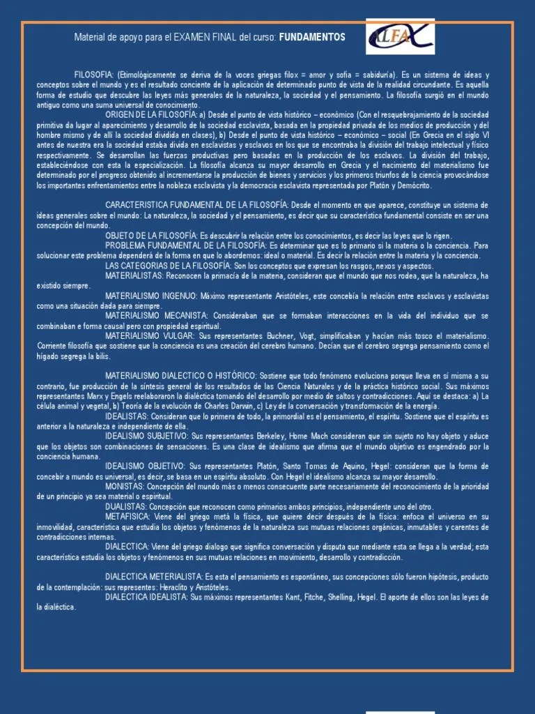 Material De Apoyo Para El Examen Final De Fundamentos Teoricos De Las CC - Ee (1er Semestre ...