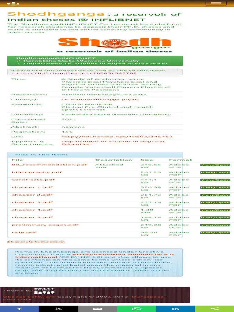 Shodhganga@INFLIBNET A Study Of Anthropometric Physiological ...