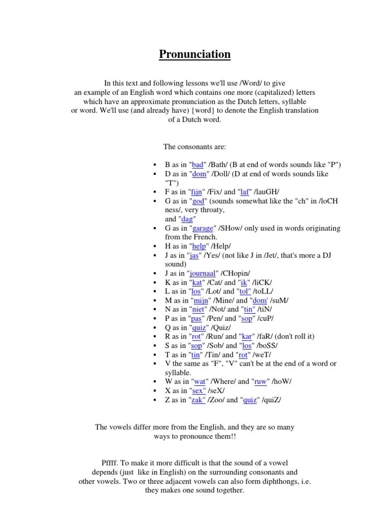 A Comprehensive Guide To Dutch Pronunciation, Spelling, Word Order And Grammar | PDF | Verb ...