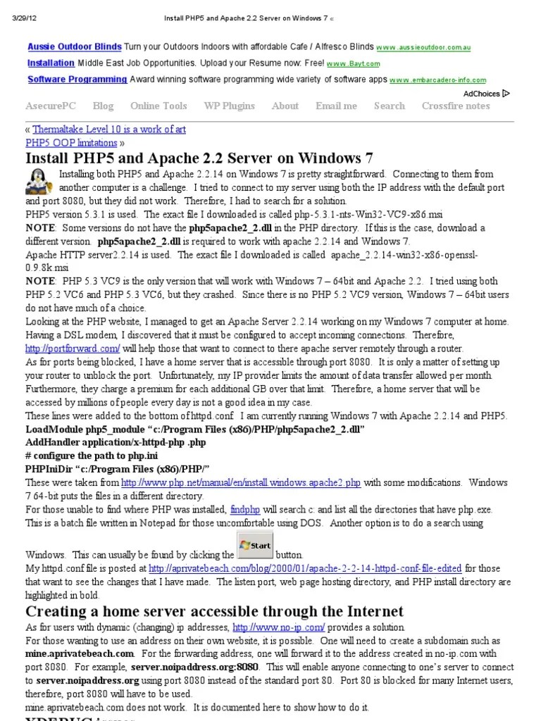 Install PHP5 And Apache 2 | PDF | Php | Apache Http Server