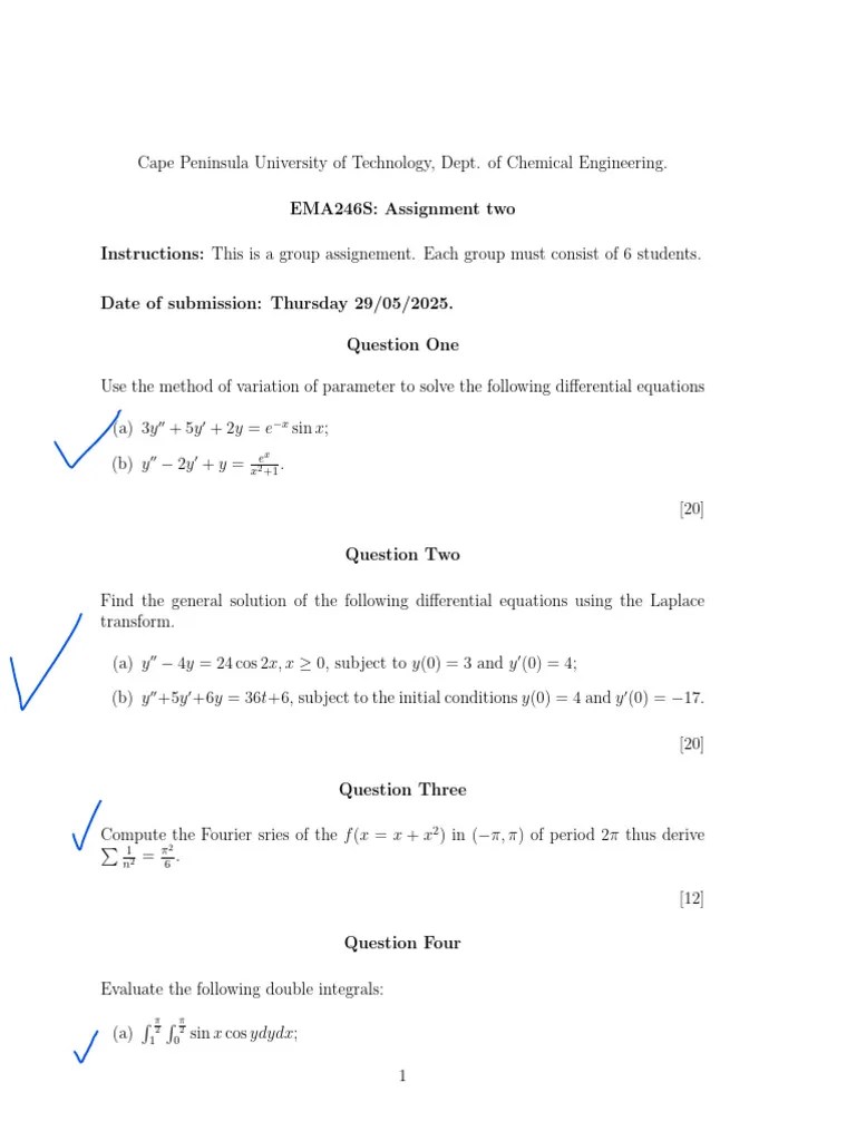 Engineering Maths 2 Assignemnt Pdf Laplace Transform Mathematical