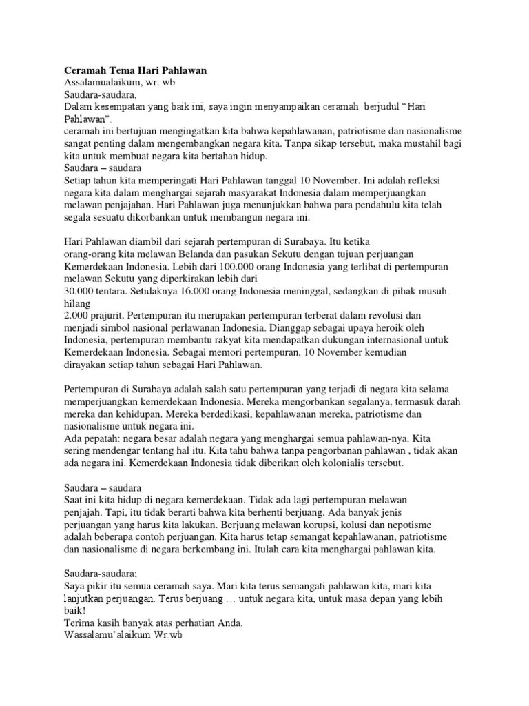 Contoh Teks Pidato Tentang Hari Pahlawan - Berbagai Teks Penting