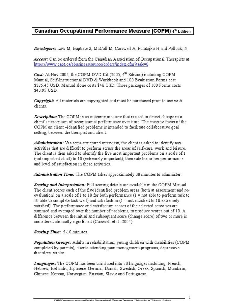 A digital document file format developed by adobe in the early 1990s. Outcome Copm | Occupational Therapy | Physical Therapy