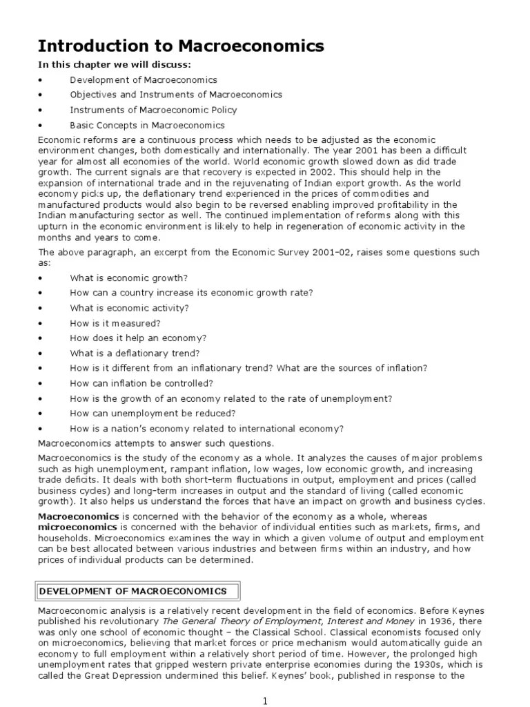 Session 1 Introduction To Macroeconomics | Download Free PDF ...