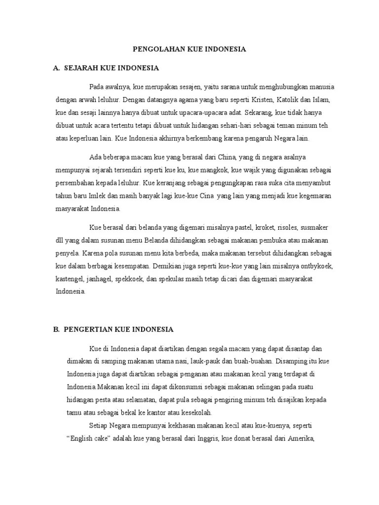 Materi Pengolahan Kue Indonesi | PDF