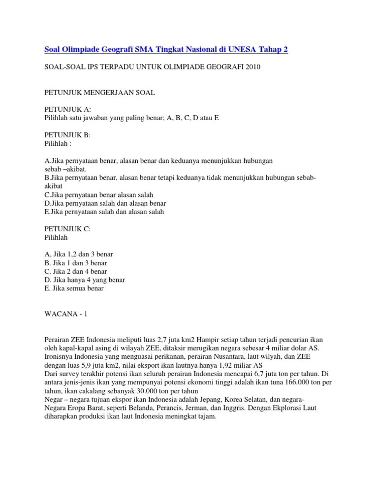 Soal Geografi Sma Beserta Jawabannya