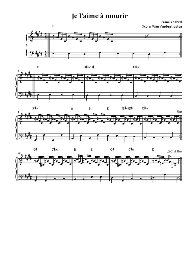 Francis Cabrel - Je L&rsquo;aime À Mourir | PDF