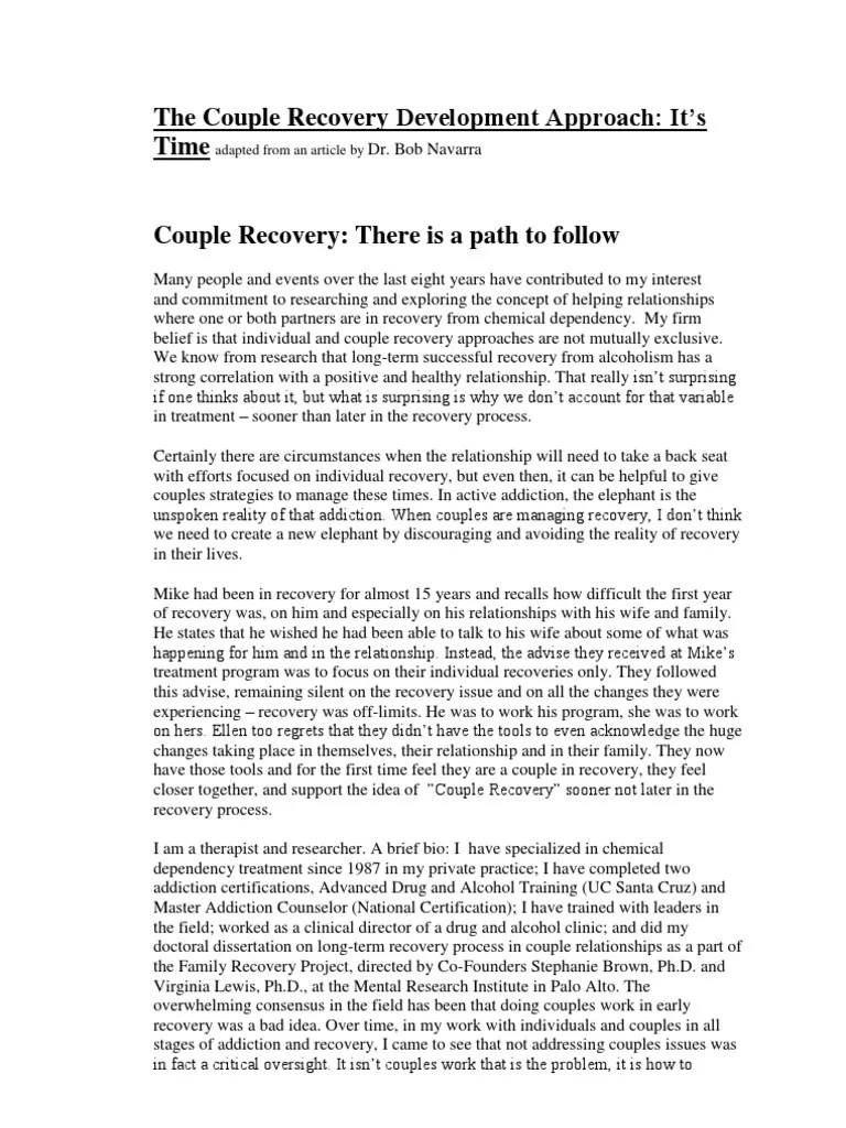 The Couple Recovery Development Approach | PDF | Recovery Approach | Substance Dependence