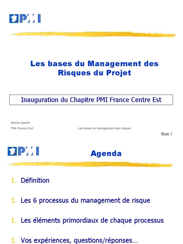Management Des Risques Du Projet Pmi Centre Est | PDF | Gestion Des Risques | Risque