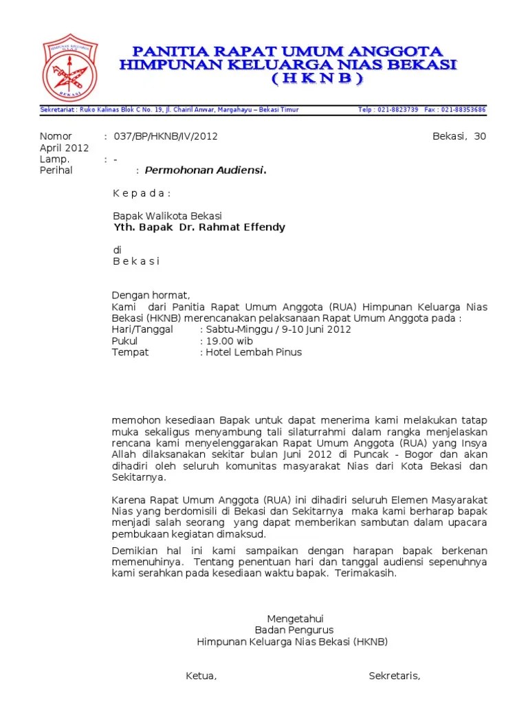 Surat Ke Walikota - Audiensi | PDF