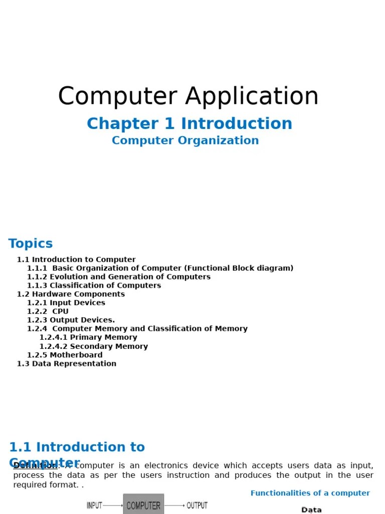 Chapter 1 Computer Organization Pdf Random Access Memory Computer