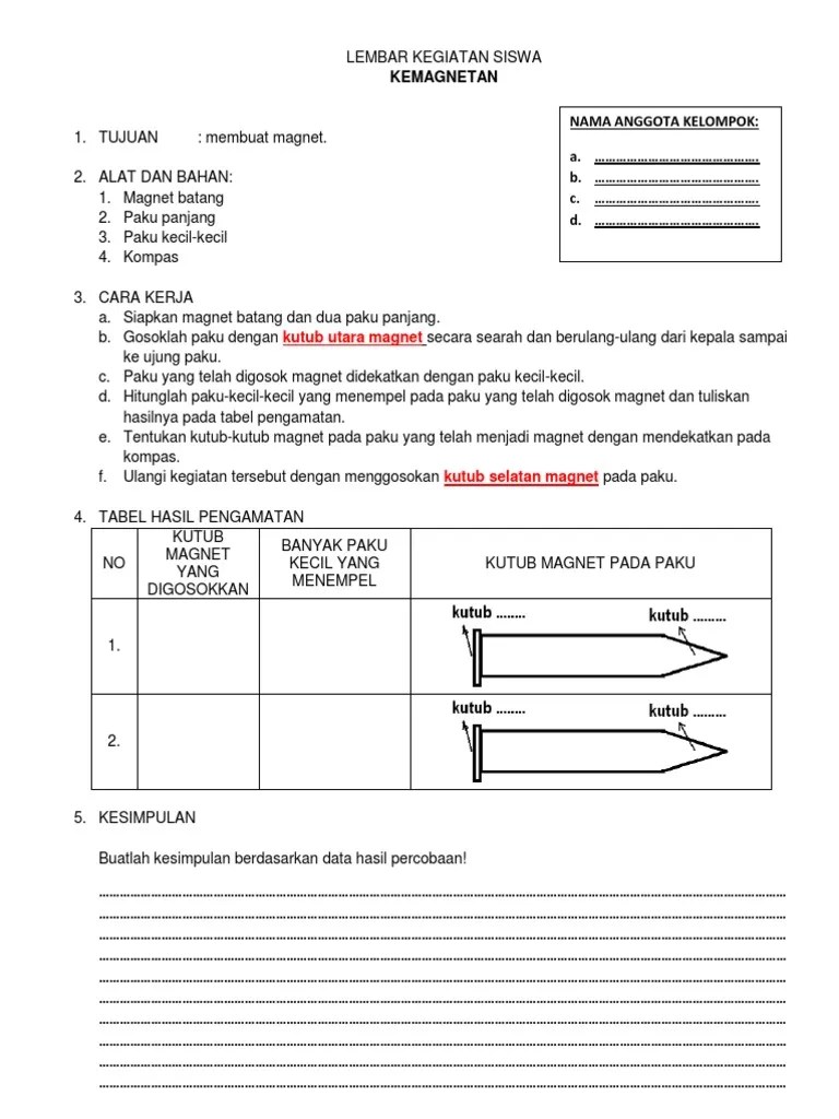 Gaya gerak listrik atau tegangan adalah gaya dari sumber arus listrik pada elektron sehingga elektron dari sebuah atom materi . Lks Kemagnetan Pdf