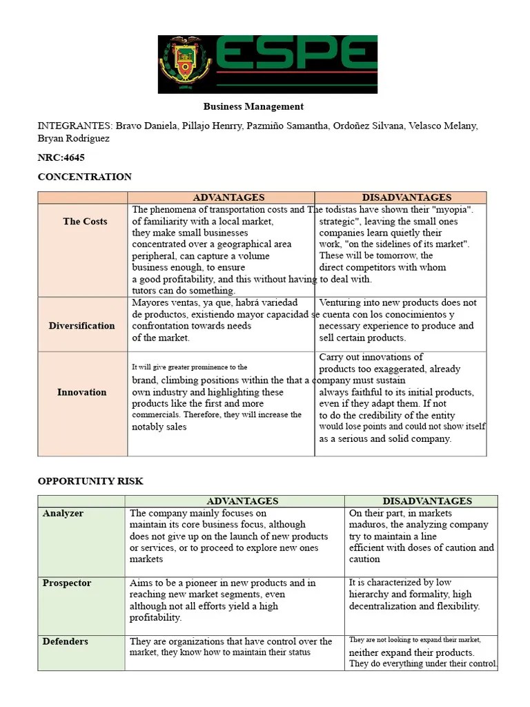 Advantages and disadvantages