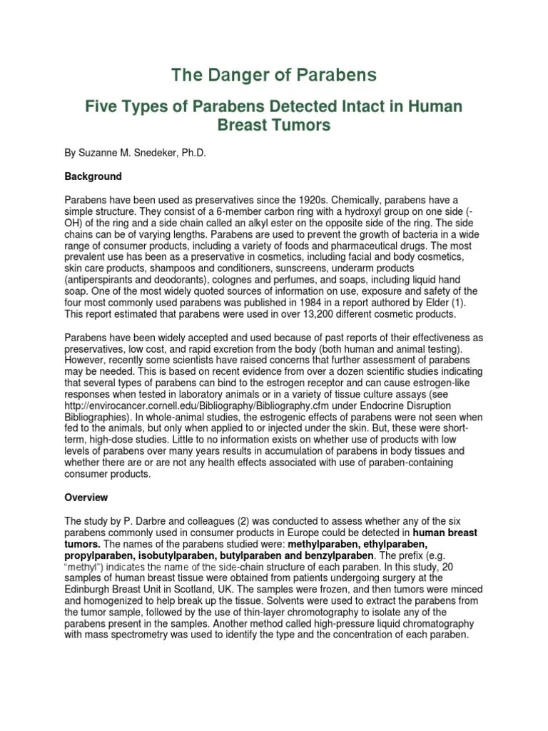 The Danger Of Parabens | PDF | Biology | Chemistry