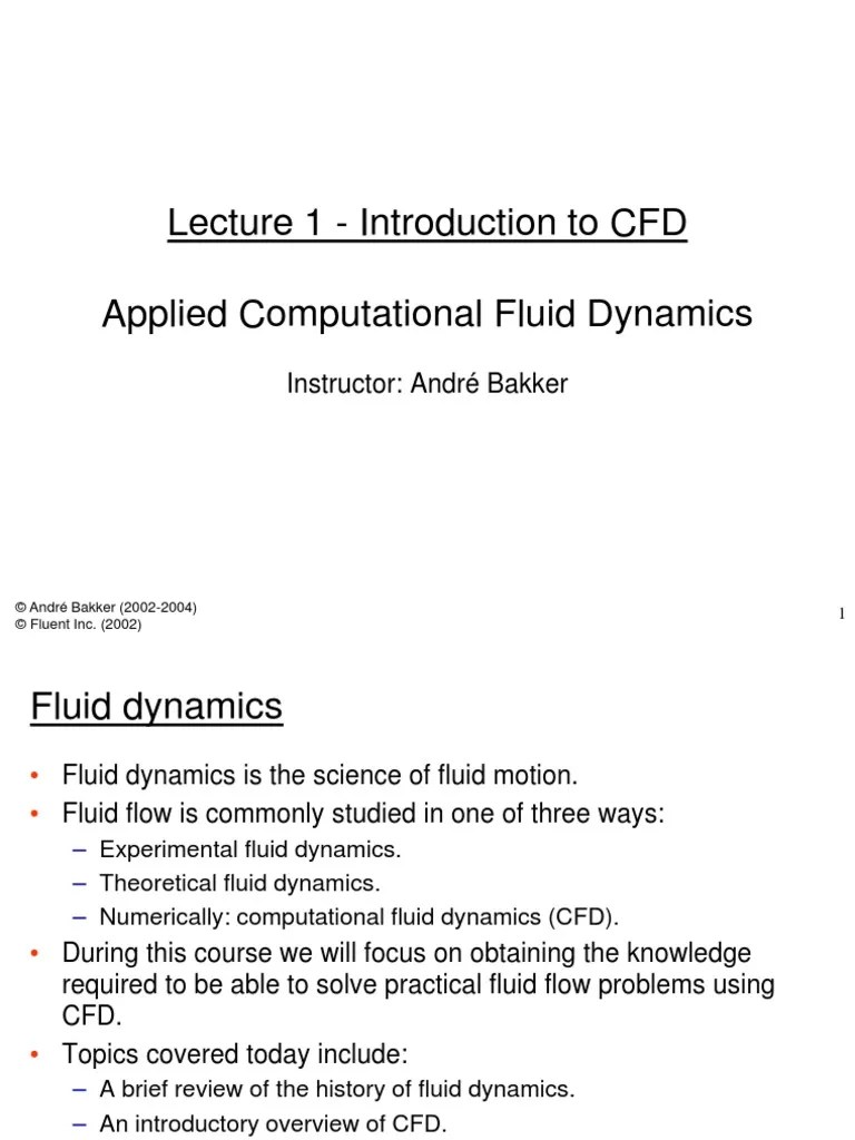 Introduction To CFD | PDF | Computational Fluid Dynamics | Fluid Dynamics