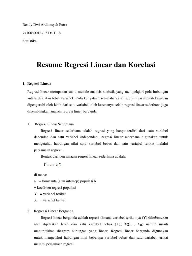 Apakah semakin tua mobil semakin besar juga emisi hc yang dihasilkan? Resume Regresi Linear Dan Korelasi