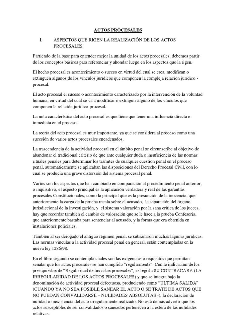 Régimen De Los Actos Procesales En El Proceso Penal: Aspectos Generales ...