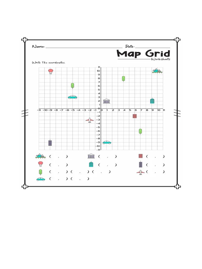 Printable Map Grid Worksheets 55356 Jpg PDF.