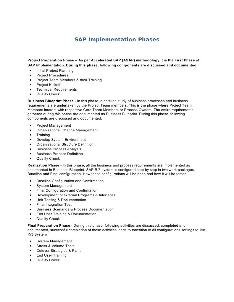 An Overview Of The Key Phases In The AcceleratedSAP (ASAP) Methodology ...