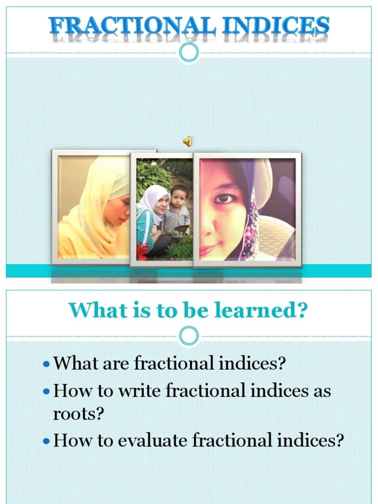 Fractions Indices | PDF | Fraction (Mathematics) | Multiplication
