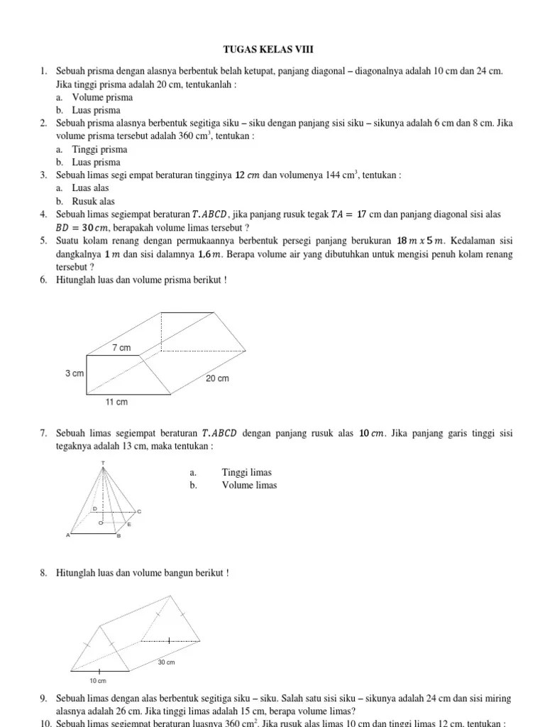 Soal Latihan 1 Prisma Dan Limas | PDF
