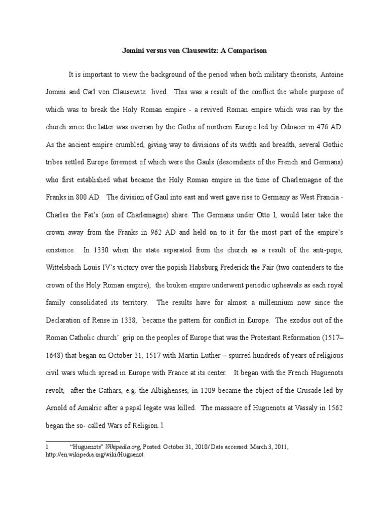 Jomini Versus Clauswitz | PDF | Carl Von Clausewitz | Antoine Henri Jomini