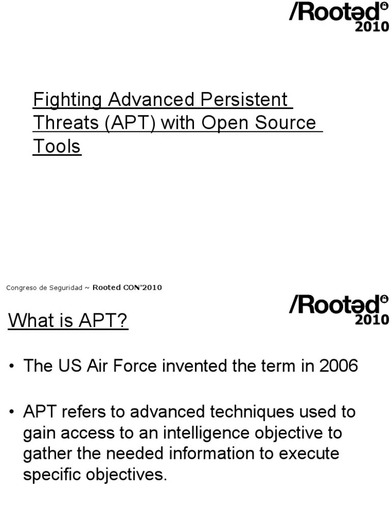 Fighting Advanced Persistent Threats APT With Open Source Tools | PDF | Vulnerability (Computing ...