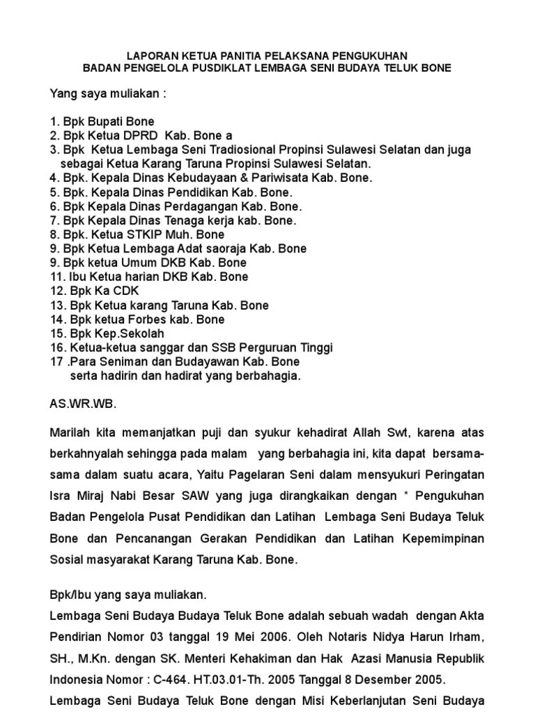 Laporan Ketua Panitia Pelaksana Pengukuhan | PDF