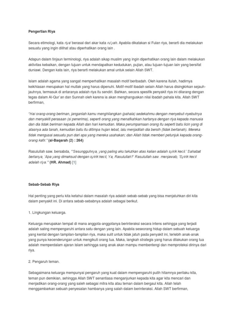Pengertian Riya | PDF