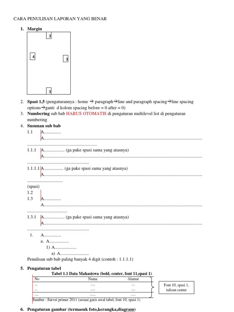 Cara Penulisan Laporan Yang Benar | PDF